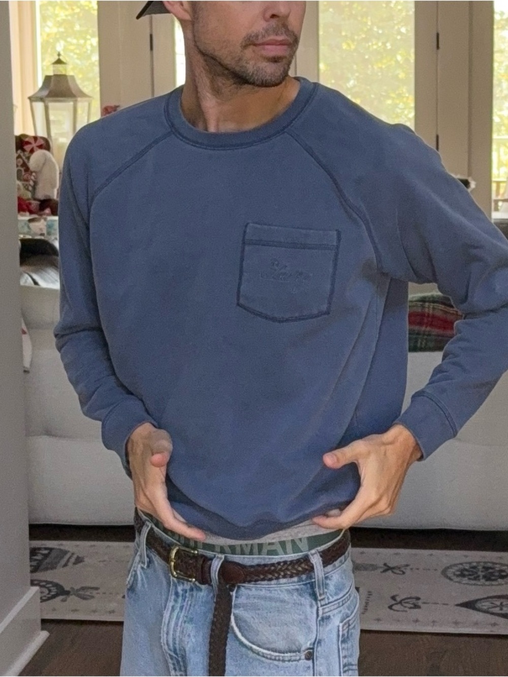 Lucky Brand Faded Blue Pocket Sweatshirt 🌀